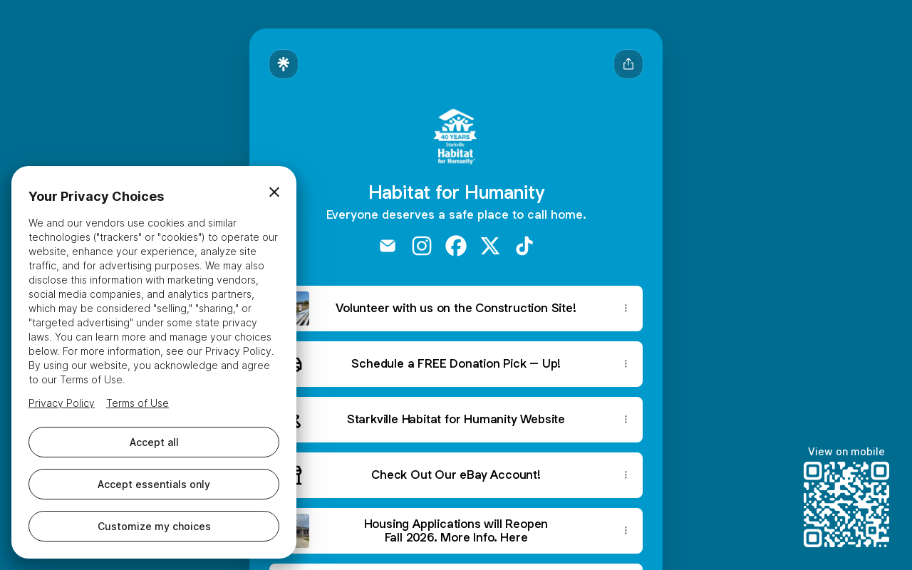 Starkville Habitat for Humanity ReStore website preview