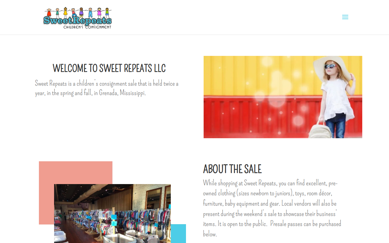 Sweet Repeats Children’s Consignment website preview