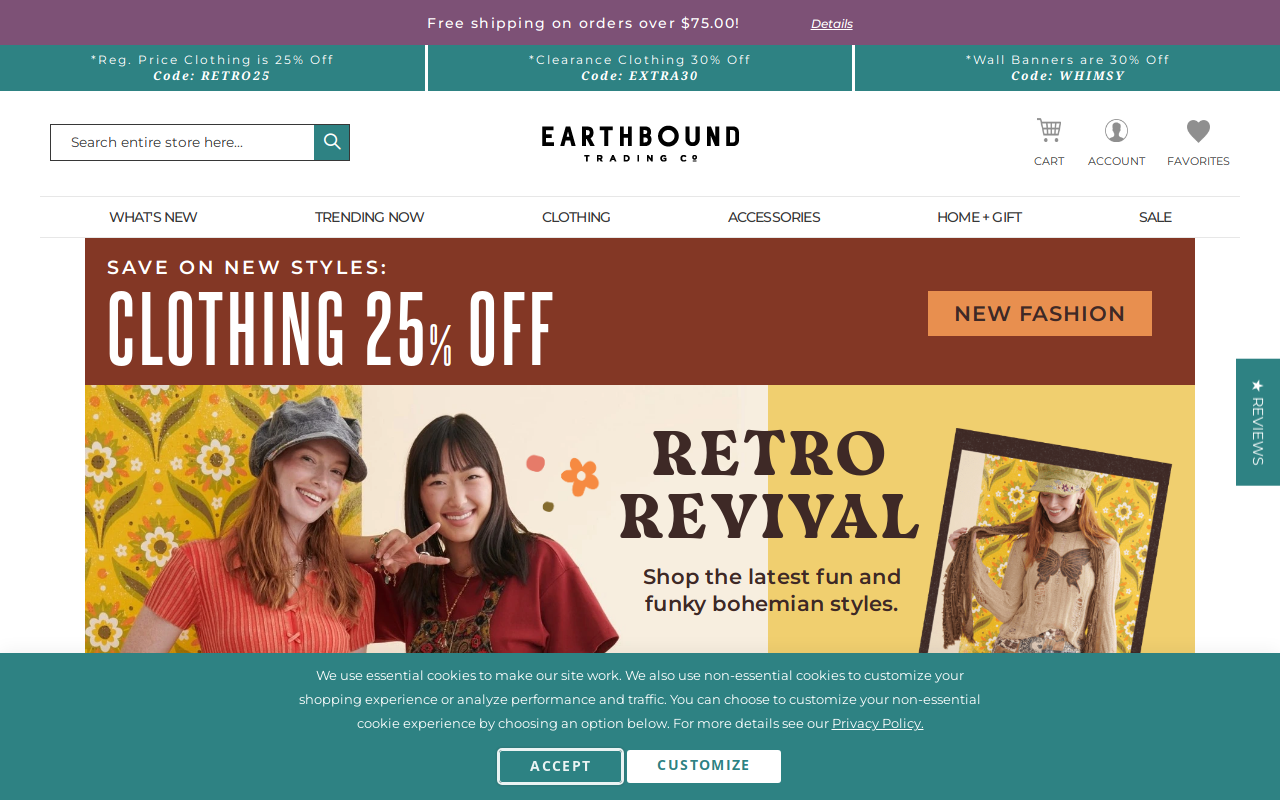 Earthbound Trading Co. website preview