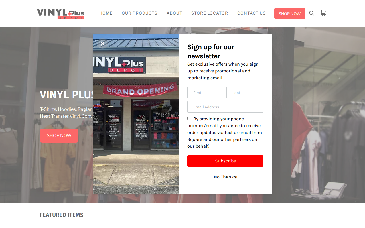Vinyl Plus Depot website preview