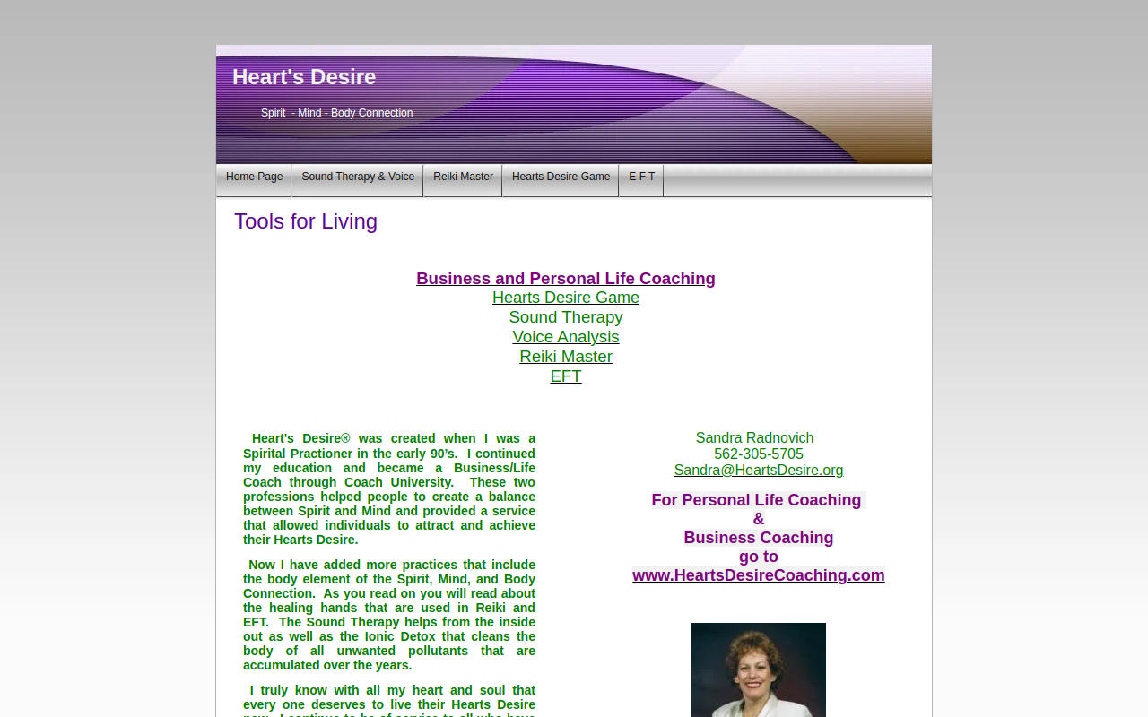 Heart's Desire website preview