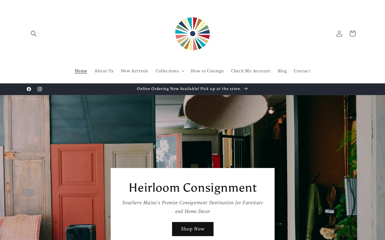 Heirloom Consignment Maine website preview