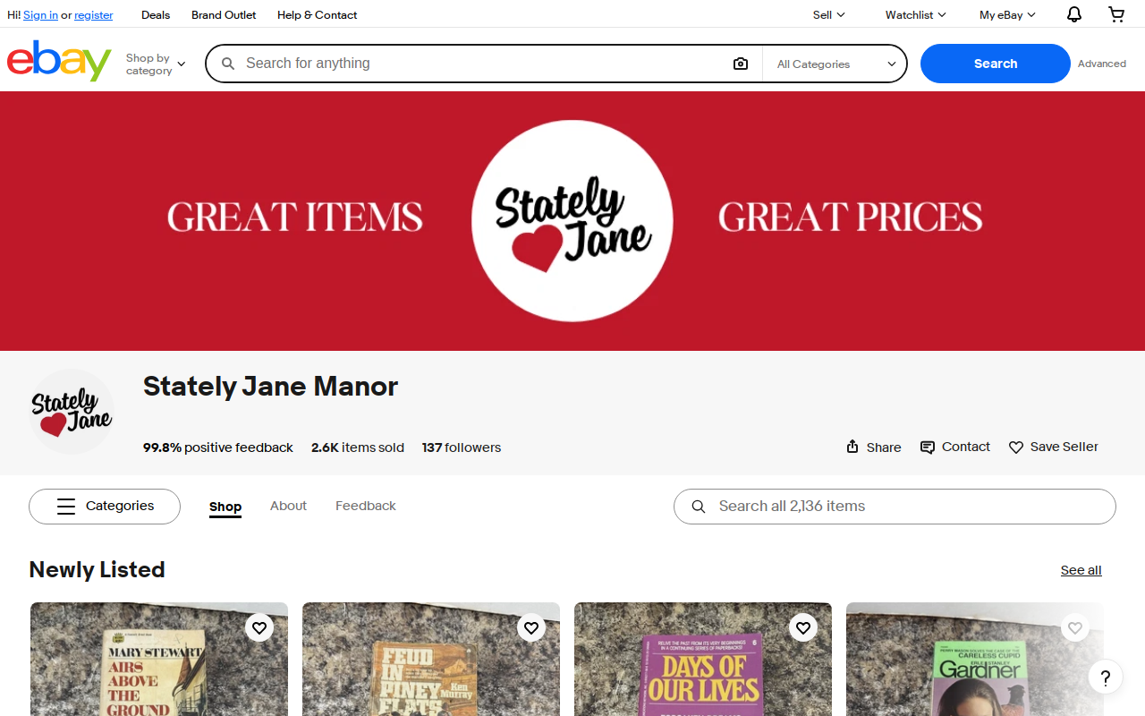 Stately Jane Manor website preview