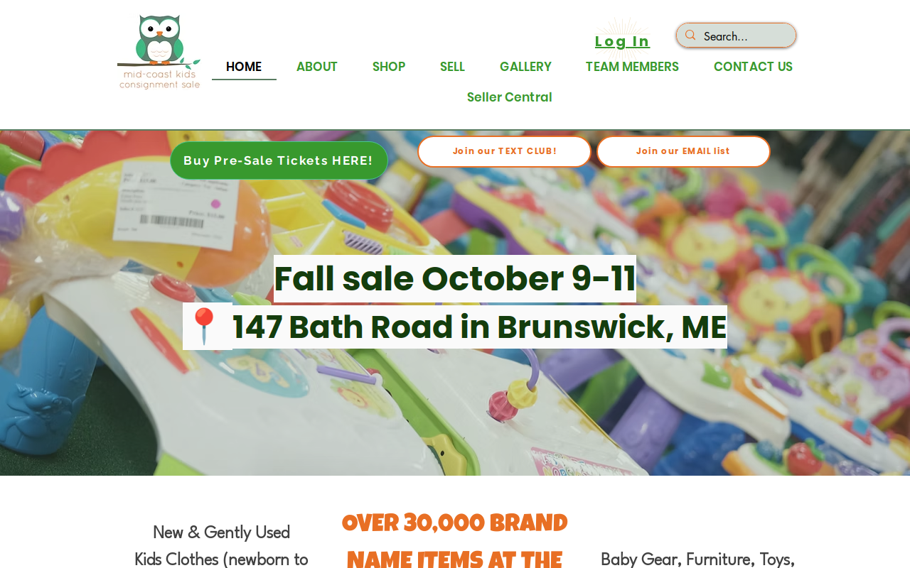 Mid-Coast Kids Consignment Sale website preview