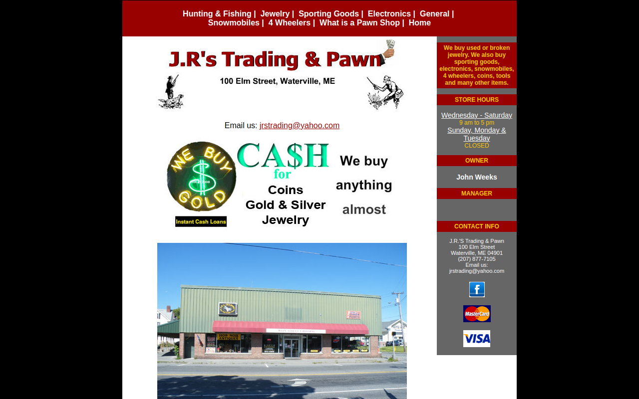 J.R.'s Trading & Pawn website preview