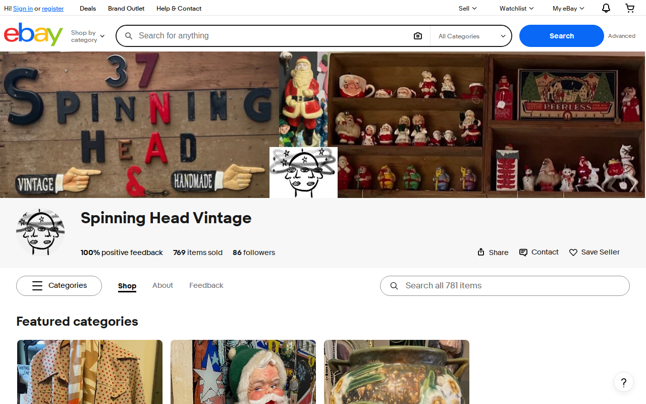 Spinning Head Vintage website preview