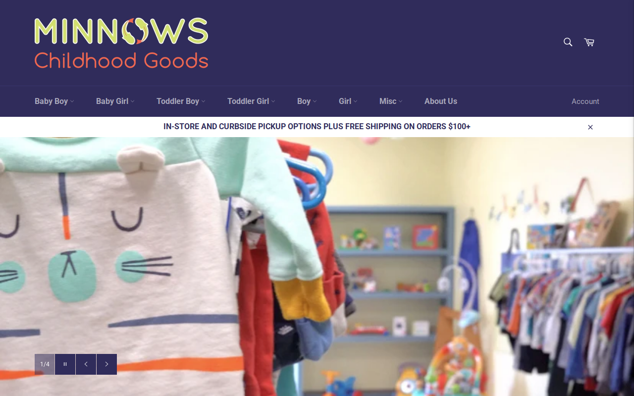 Minnows Children's Consignment website preview