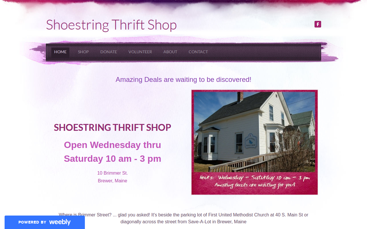 Shoestring Thrift Shop website preview