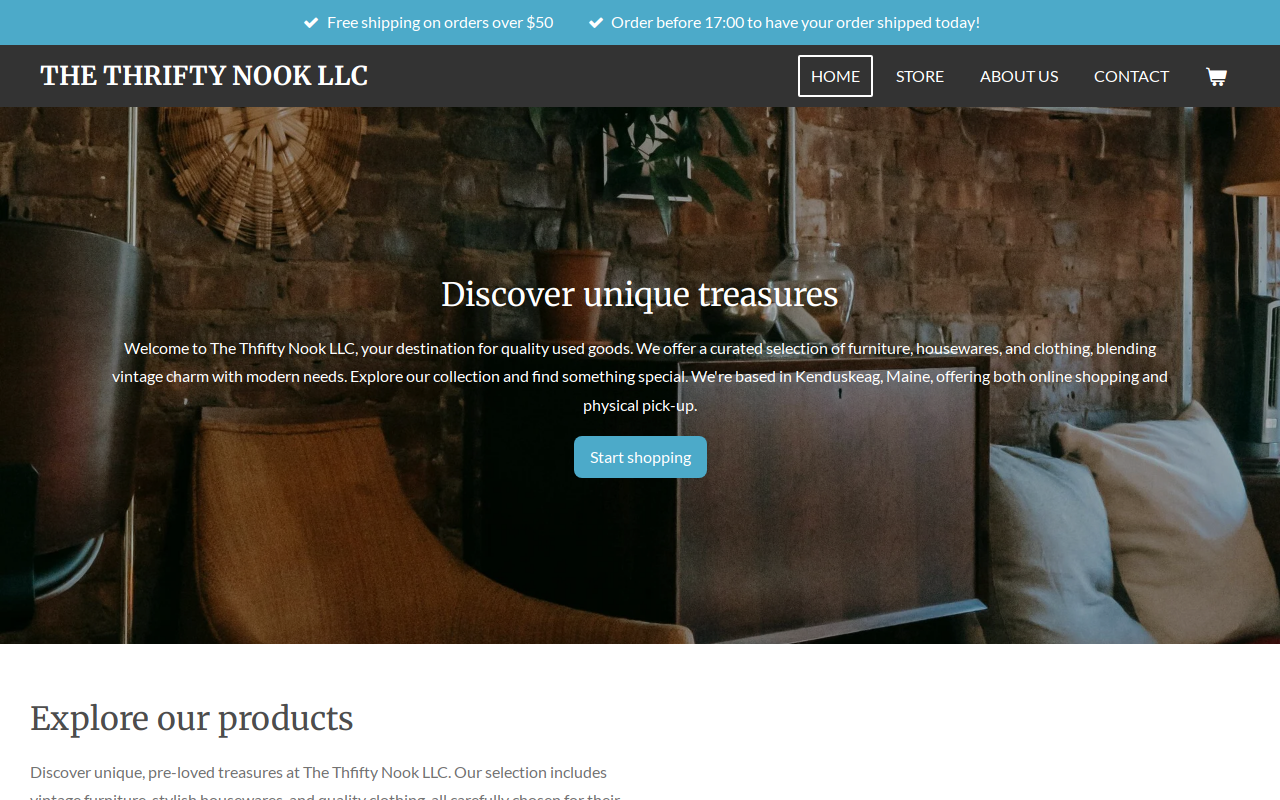 The Thrifty Nook LLC website preview