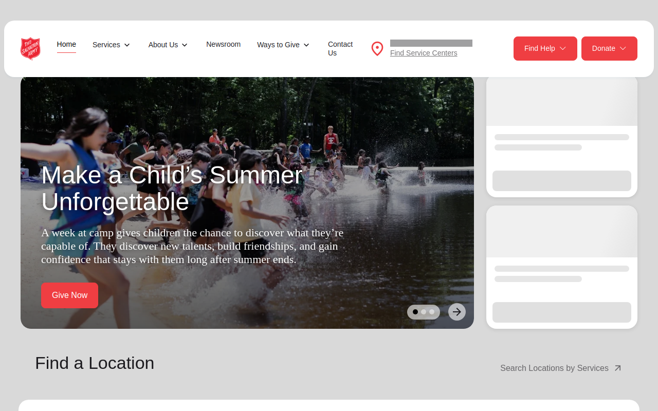 Salvation Army Thrift Store website preview