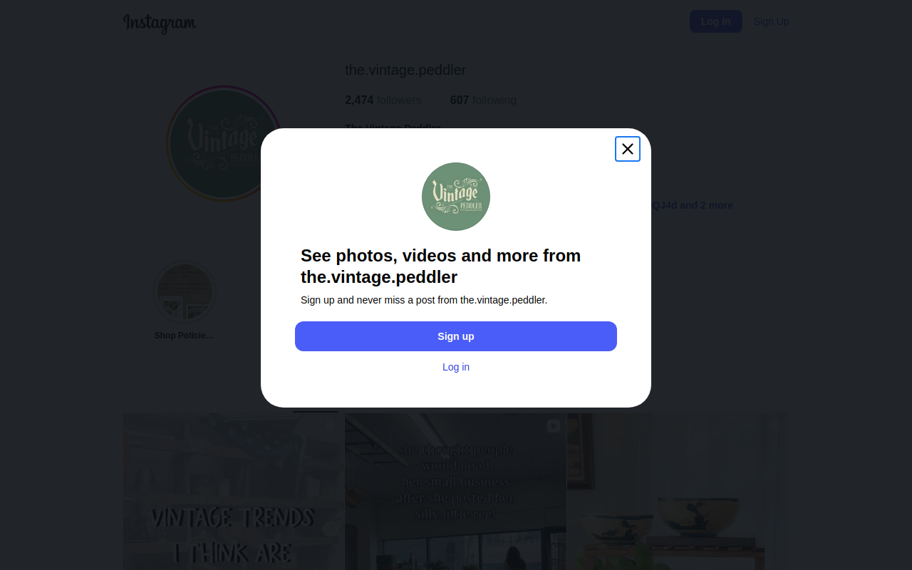 The Vintage Peddler website preview