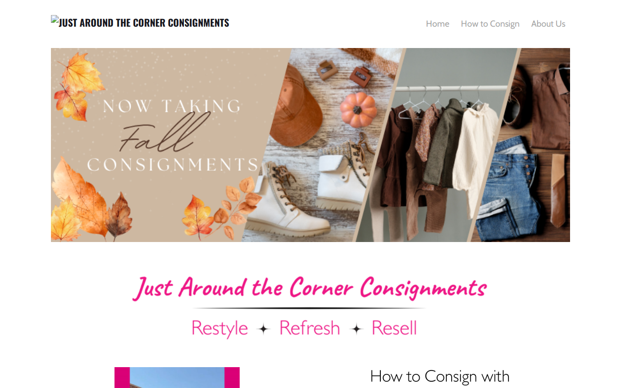 Just Around The Corner Consignments website preview