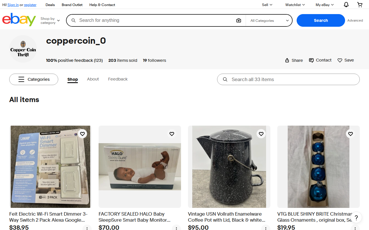 Copper Coin Thrift Store website preview