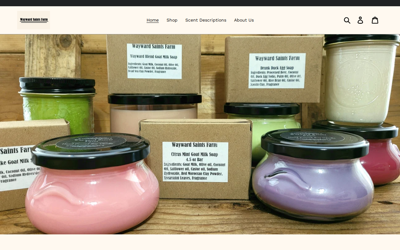 Wayward Saints Gift Shop website preview