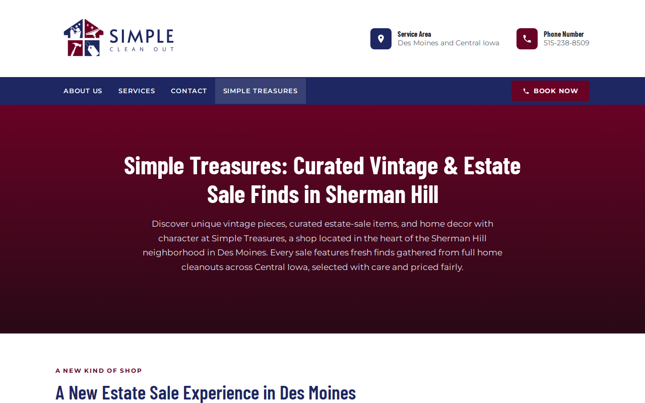 Simple Treasures website preview