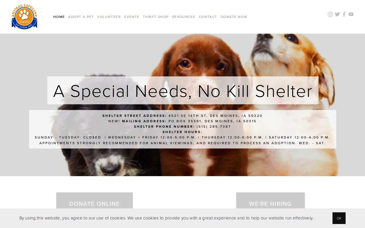 Animal Lifeline Thrift Shop website preview