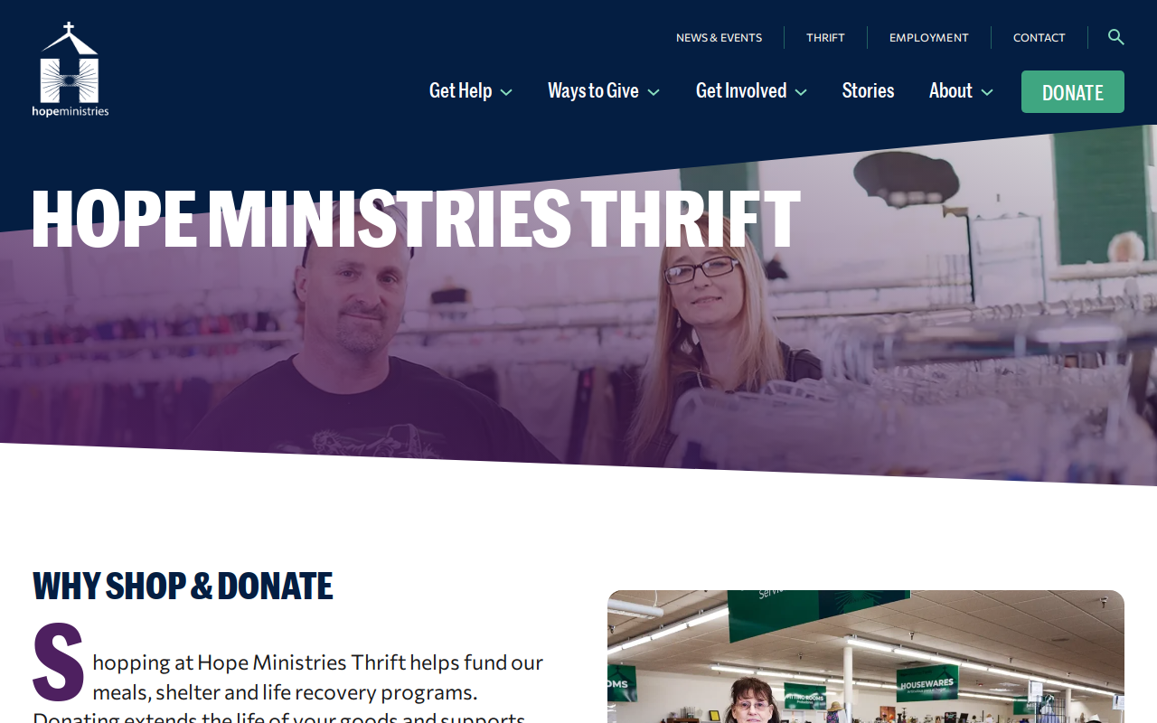 Hope Ministries Thrift Store website preview