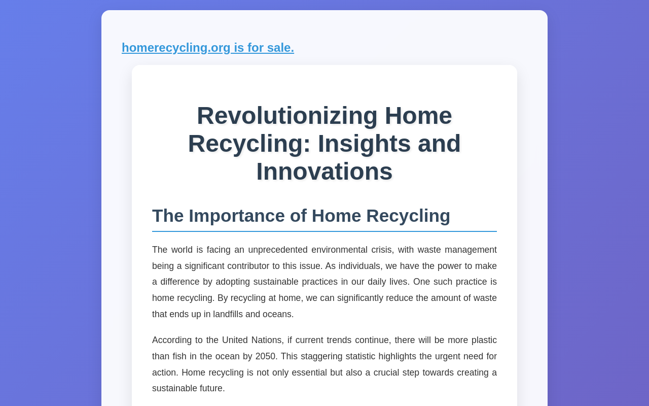 Home Recycling Exchange Ministries website preview