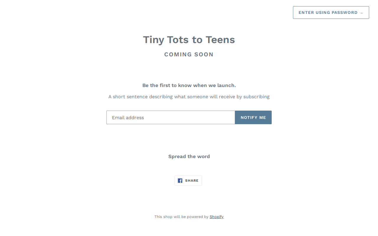 Tiny Tots to Teens website preview
