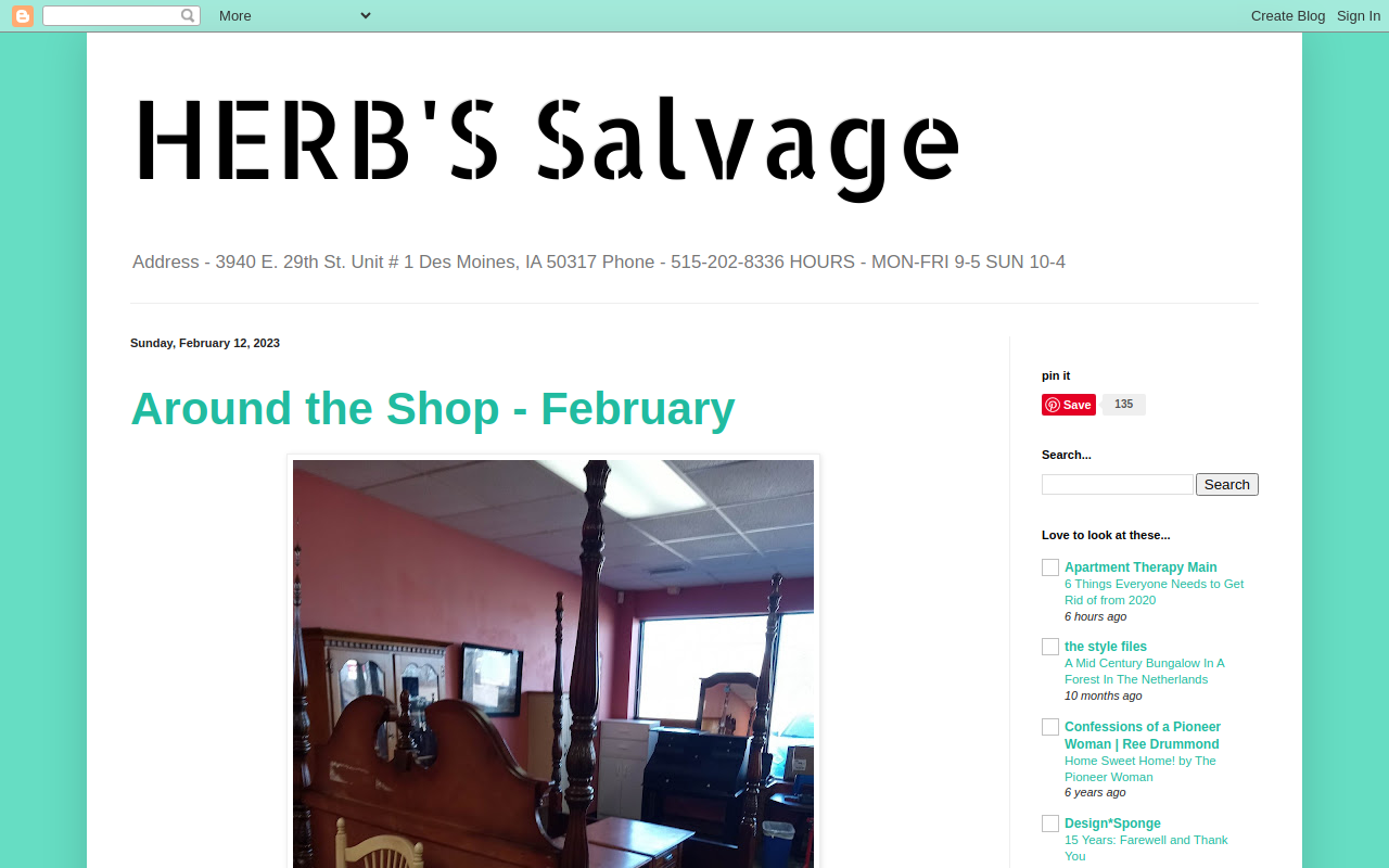 Herb's Salvage website preview