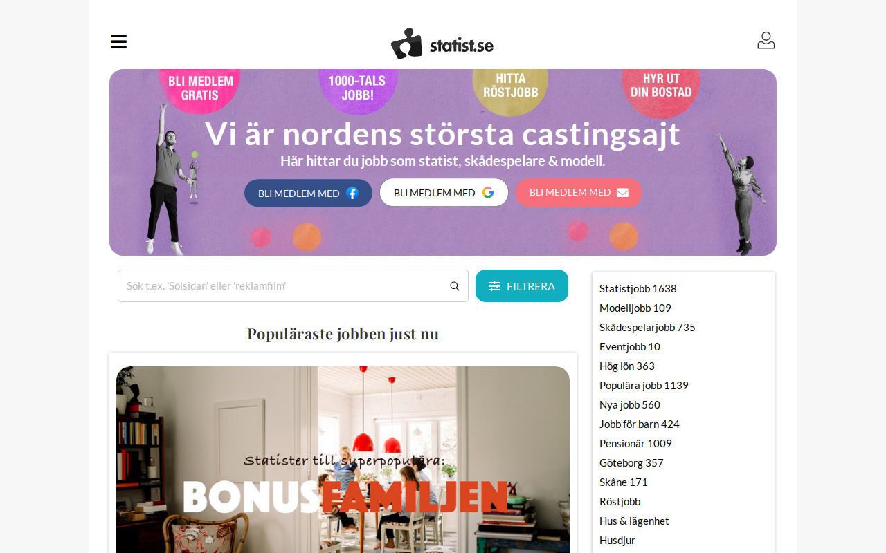 Extras website preview