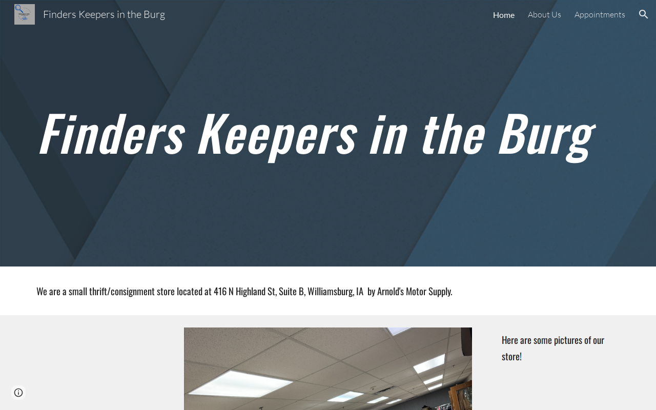 Finders Keepers in the Burg website preview