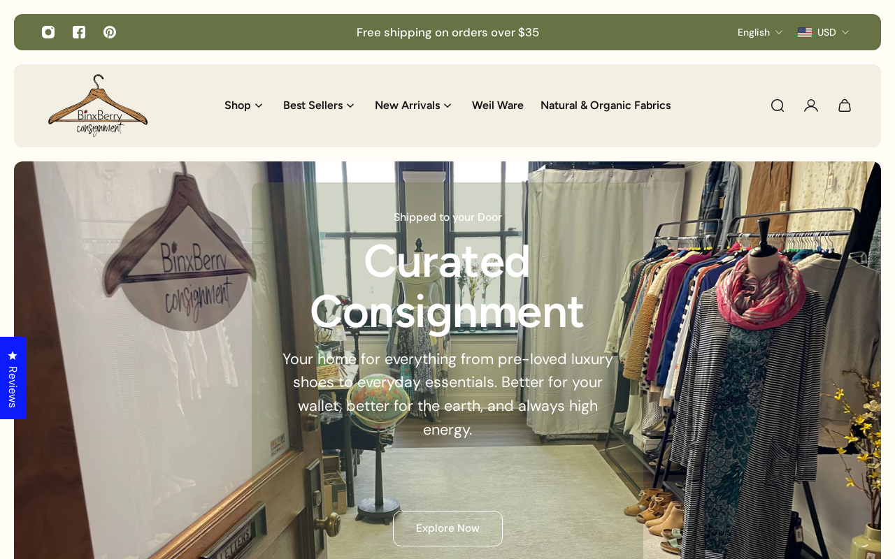 BinxBerry Consignment website preview