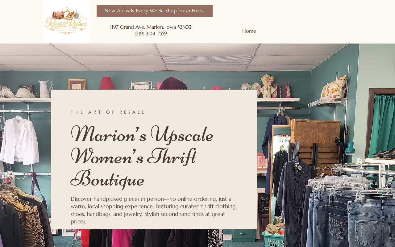 Rags To Riches Consignment website preview