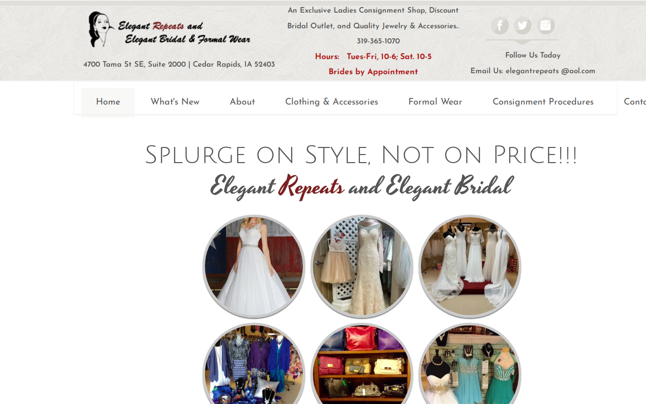Elegant Repeats and Elegant Bridal and Formal website preview