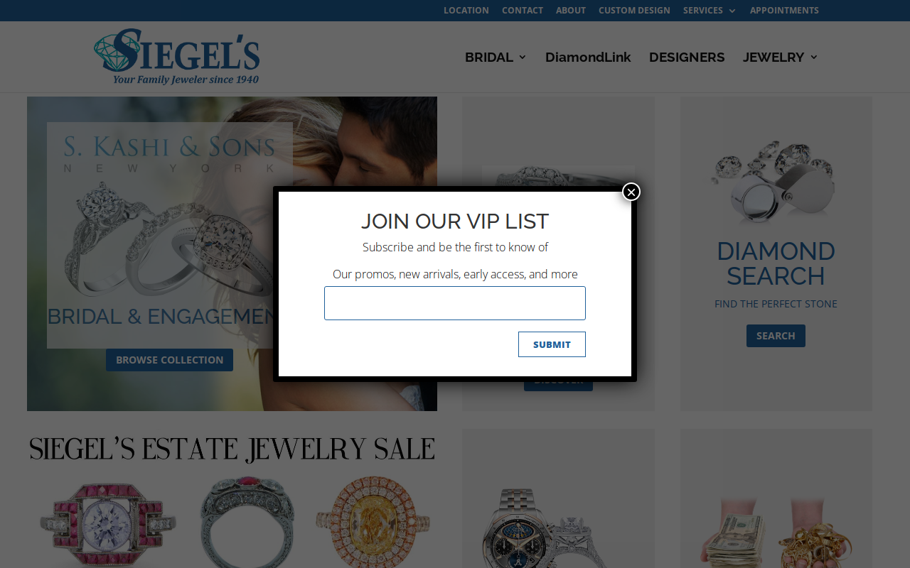 Siegel's Jewelry & Loan website preview