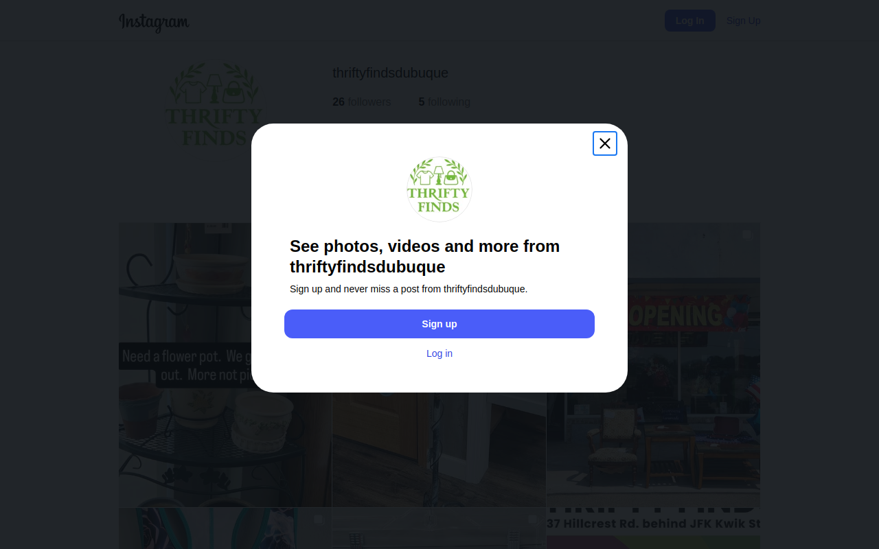 Thrifty Finds website preview
