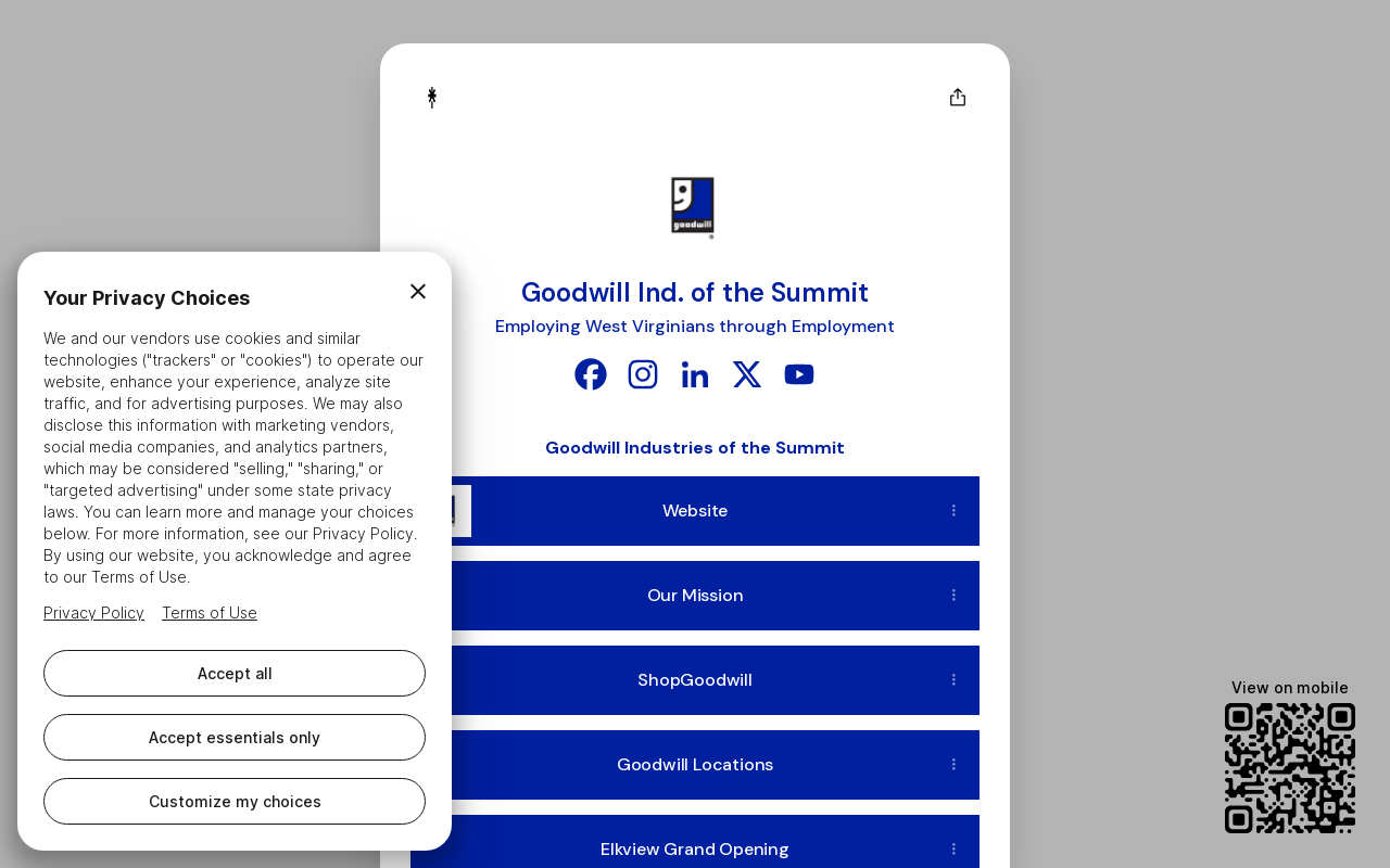 Goodwill Industries of the Summit website preview