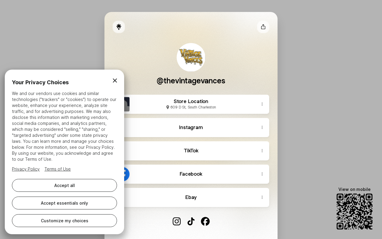 The Vintage Vance's website preview