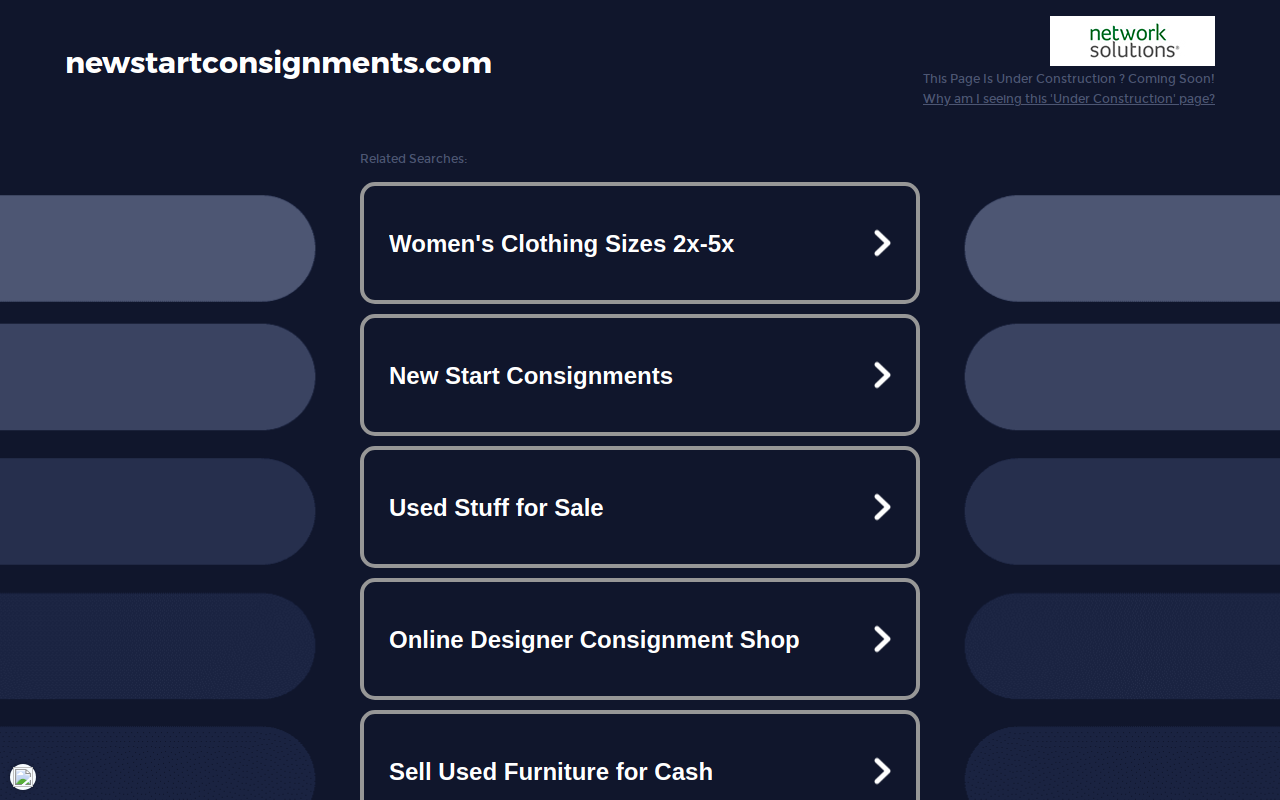 New Start Thrift website preview