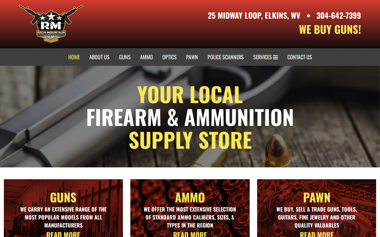 Rich Mountain Trading & Pawn Co website preview