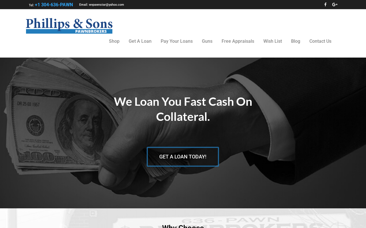 Phillips & Sons Pawnbrokers website preview