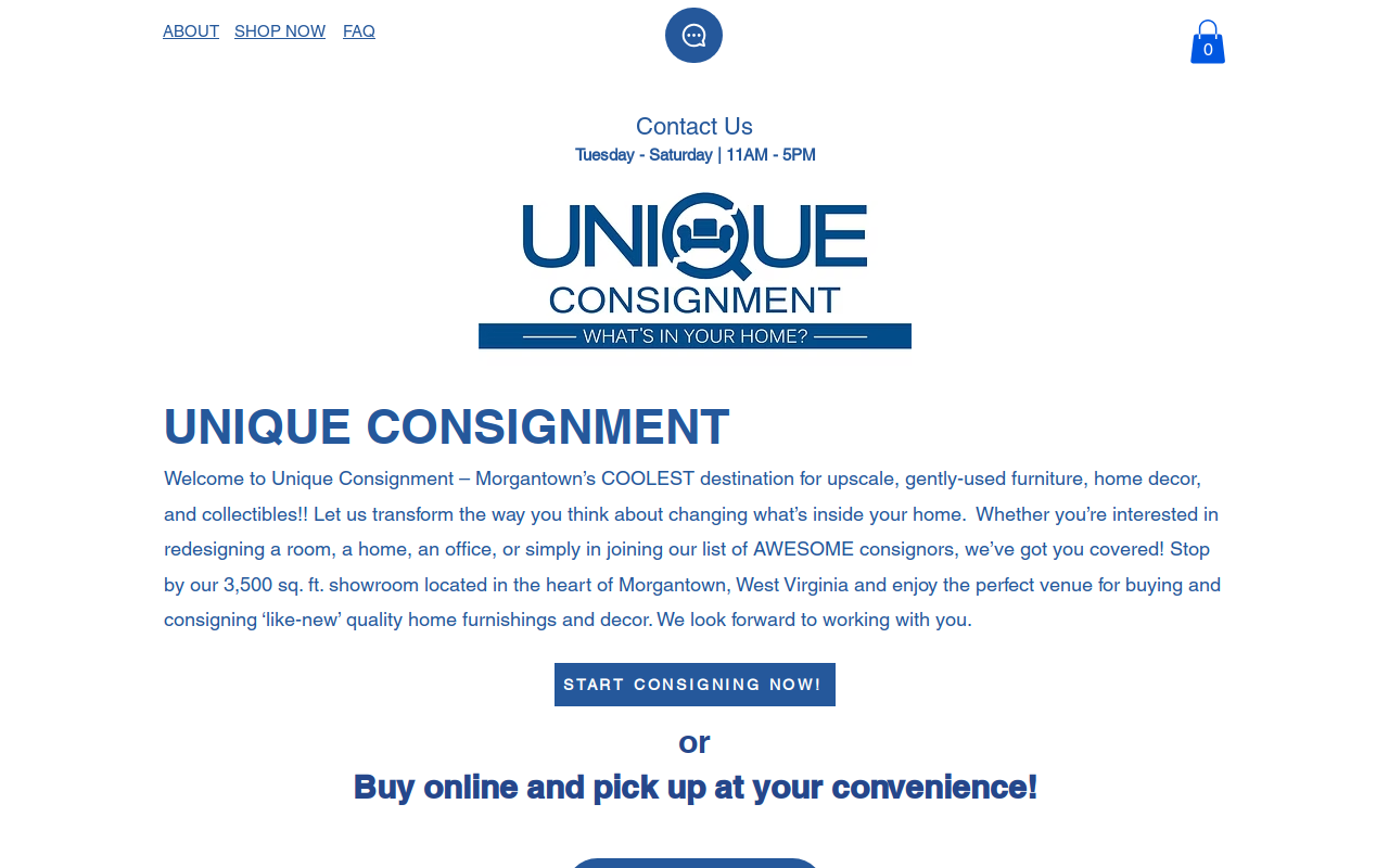 Unique Consignment website preview