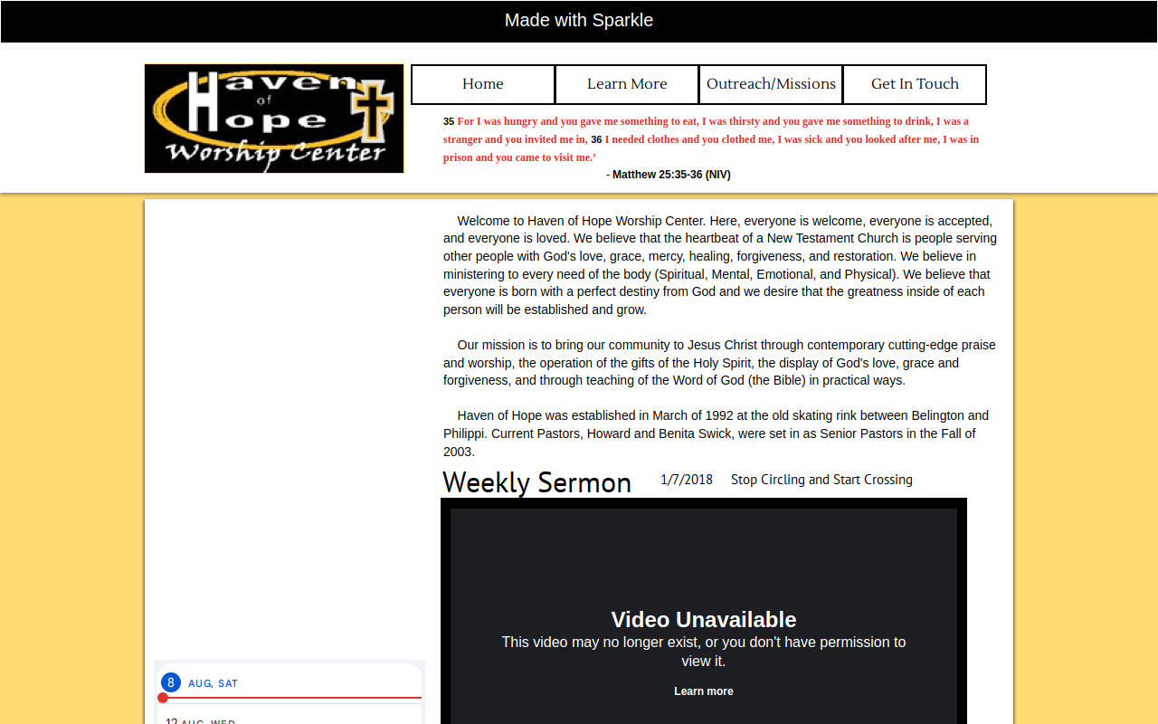 Hope's Mission Thrift Store website preview