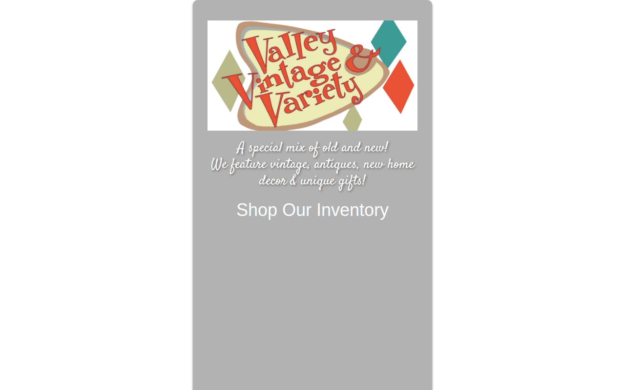 Valley Vintage & Variety website preview