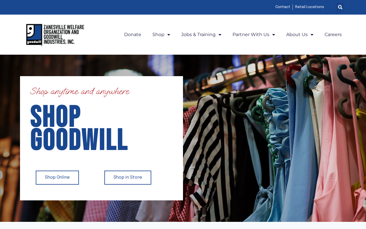 Wheeling Goodwill Retail Store website preview