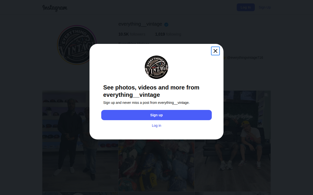 Everything Vintage Apparel website preview
