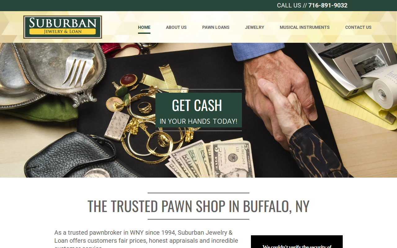 Suburban Jewelry & Loan website preview