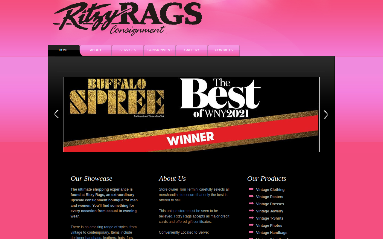 Ritzy Rags website preview