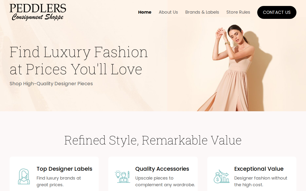 Peddlers Consignment Shoppe website preview
