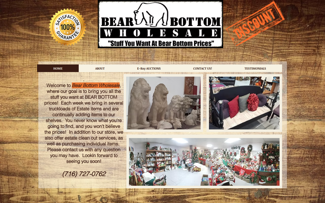 Bear Bottom Wholesale website preview