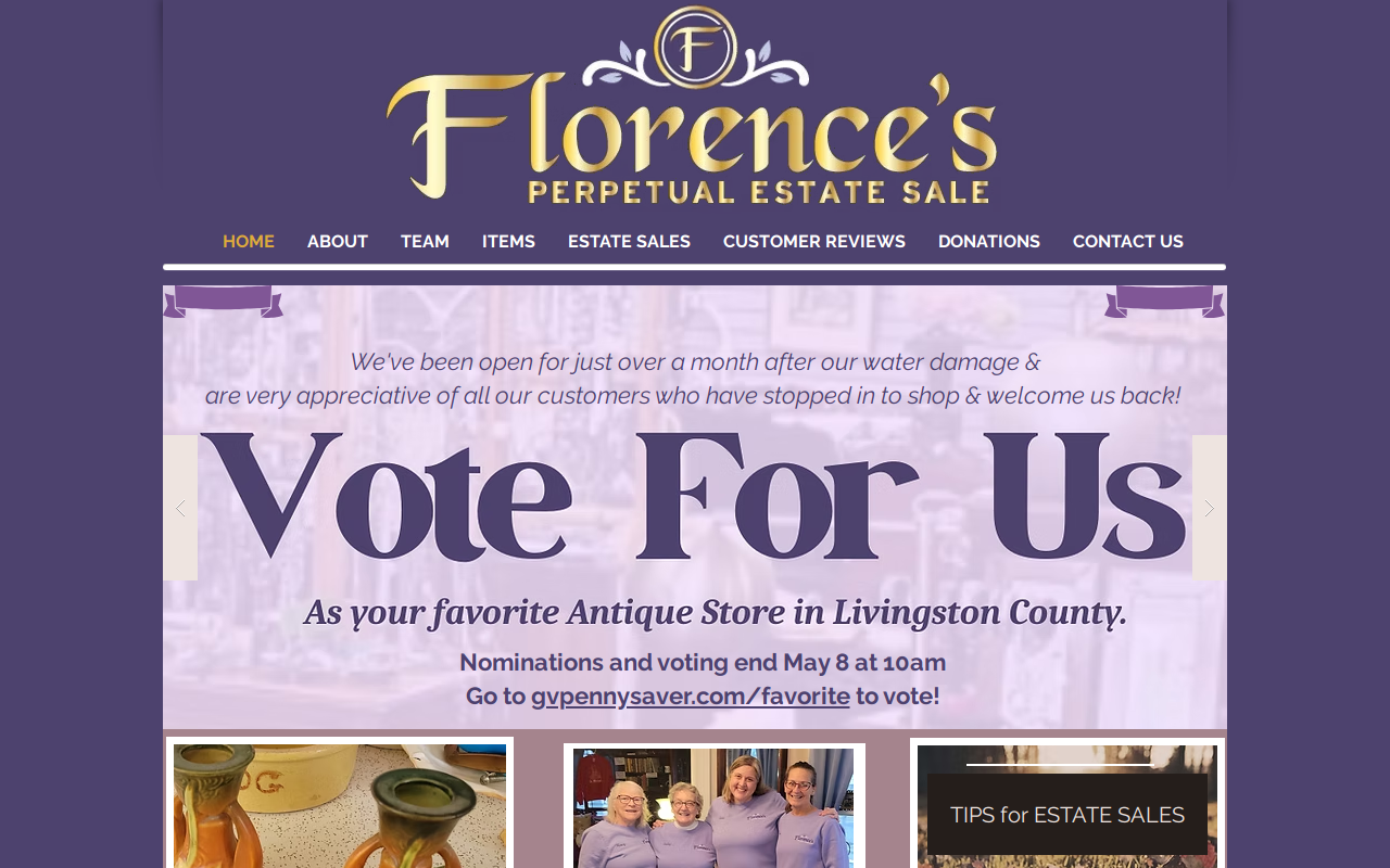 Florence's Perpetual Estate Sale website preview