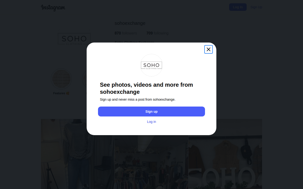 Soho Clothing Exchange website preview