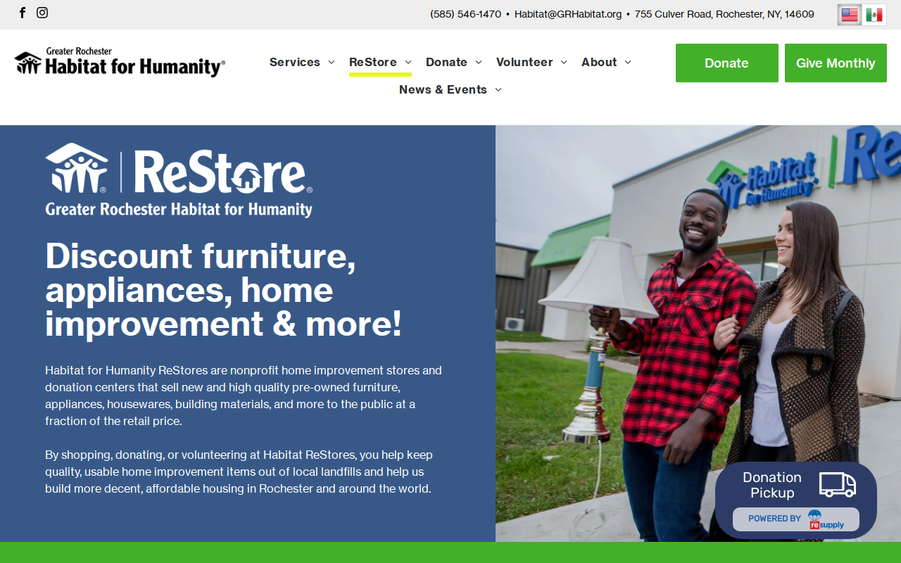 Greater Rochester Habitat for Humanity ReStore - BayTowne website preview