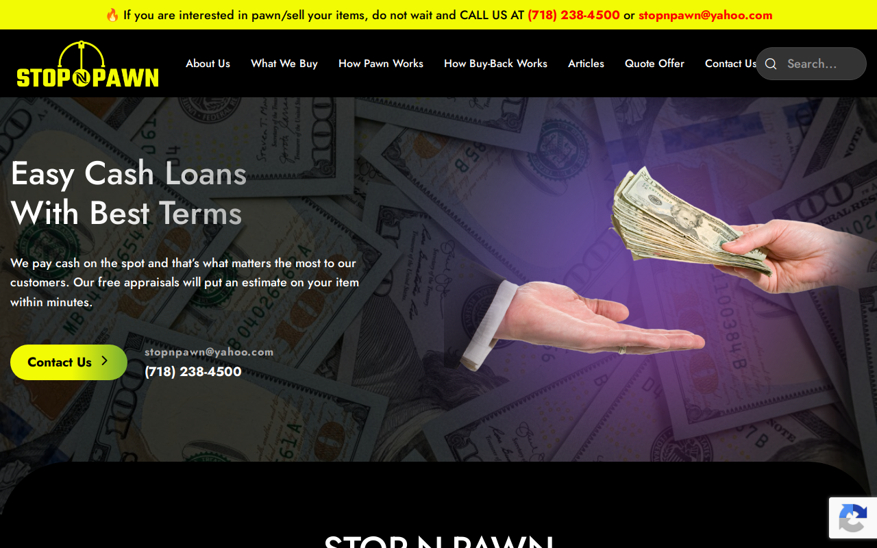 Stop N Pawn website preview