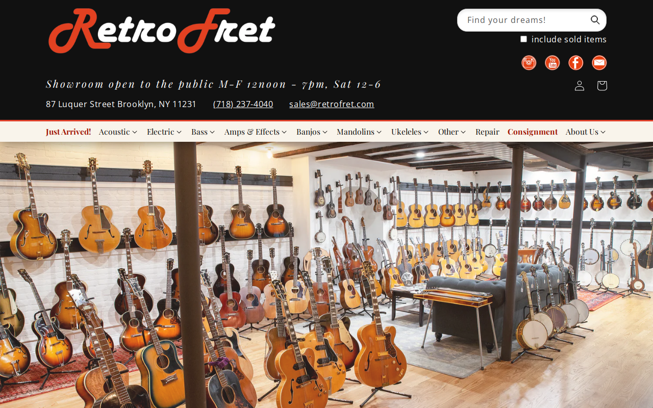 Retrofret Vintage Guitars website preview